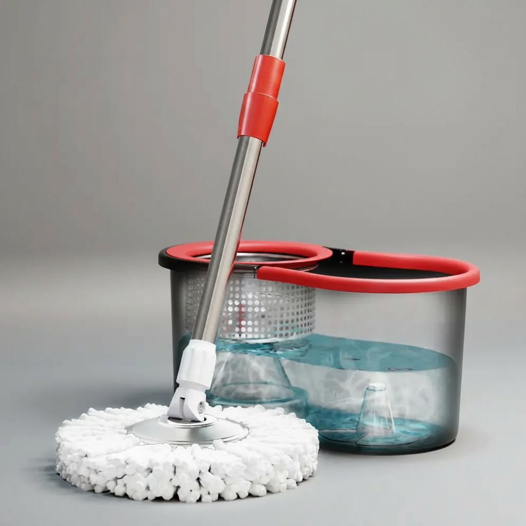 Spin Mop And Bucket Set with Wringer, 360° Rotating Mop Bucket System, Includes 3 Microfiber Mop Refill Heads And A 61-Inch Adjustable Stainless Steel Handle, Ideal for Bathroom Use, Efficient Floor Cleaning, Home Cleaning